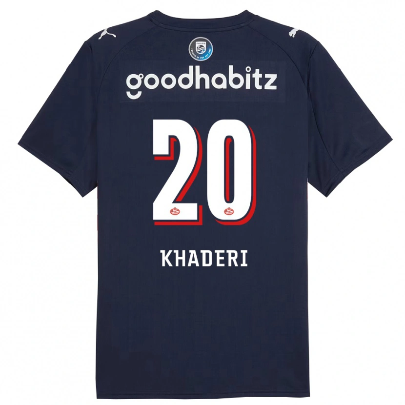 Danxen Børn Benjamin Khaderi #20 Navy Hvid Udebane Spillertrøjer 2025/26 Trøje T-Shirt