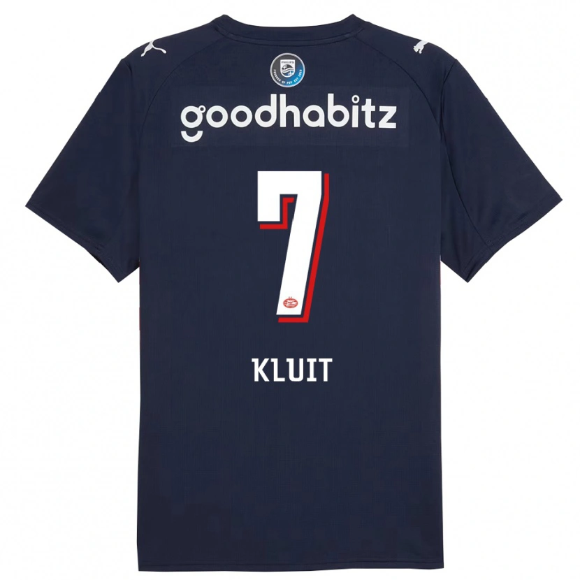 Danxen Børn Fabio Kluit #7 Navy Hvid Udebane Spillertrøjer 2025/26 Trøje T-Shirt