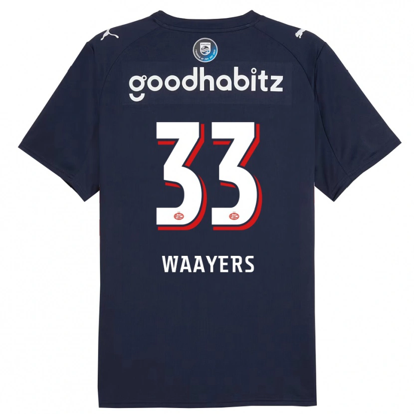 Danxen Børn Eus Waayers #33 Navy Hvid Udebane Spillertrøjer 2025/26 Trøje T-Shirt