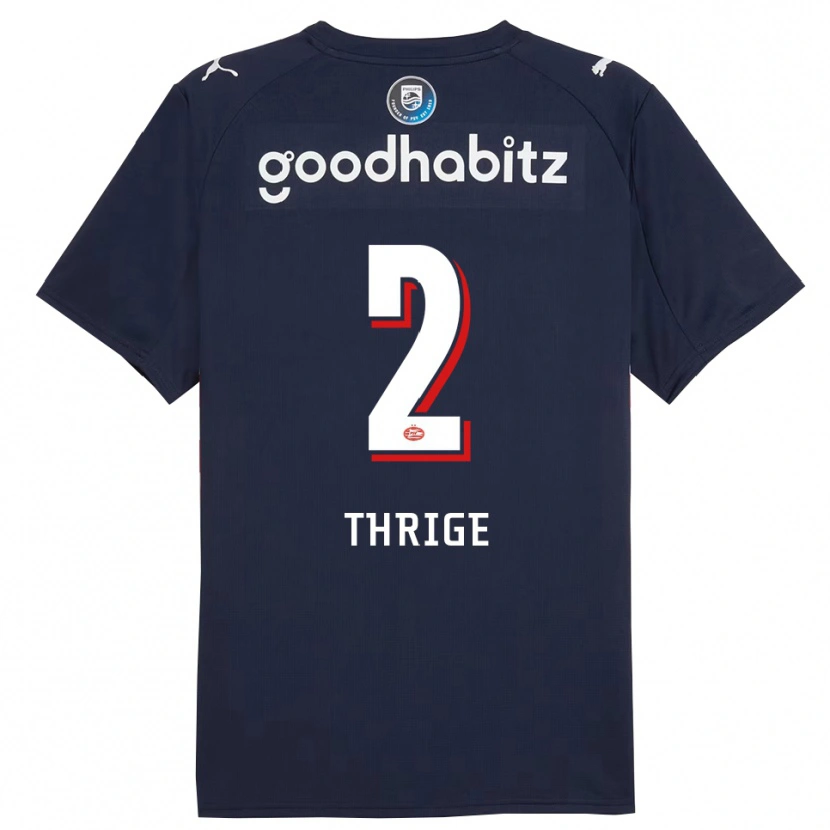 Danxen Børn Sara Thrige #2 Navy Hvid Udebane Spillertrøjer 2025/26 Trøje T-Shirt