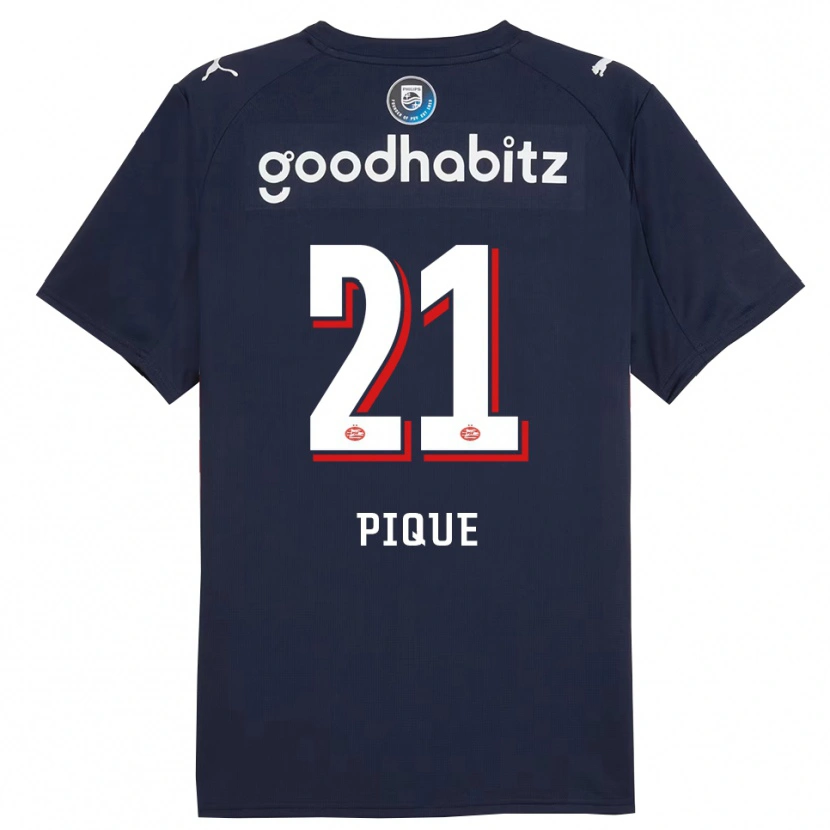 Danxen Børn Naomi Piqué #21 Navy Hvid Udebane Spillertrøjer 2025/26 Trøje T-Shirt