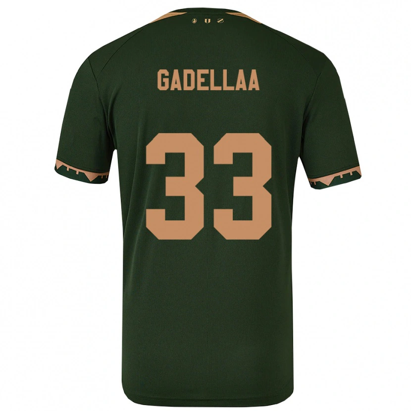 Danxen Børn Kevin Gadellaa #33 Grøn Guld Udebane Spillertrøjer 2025/26 Trøje T-Shirt