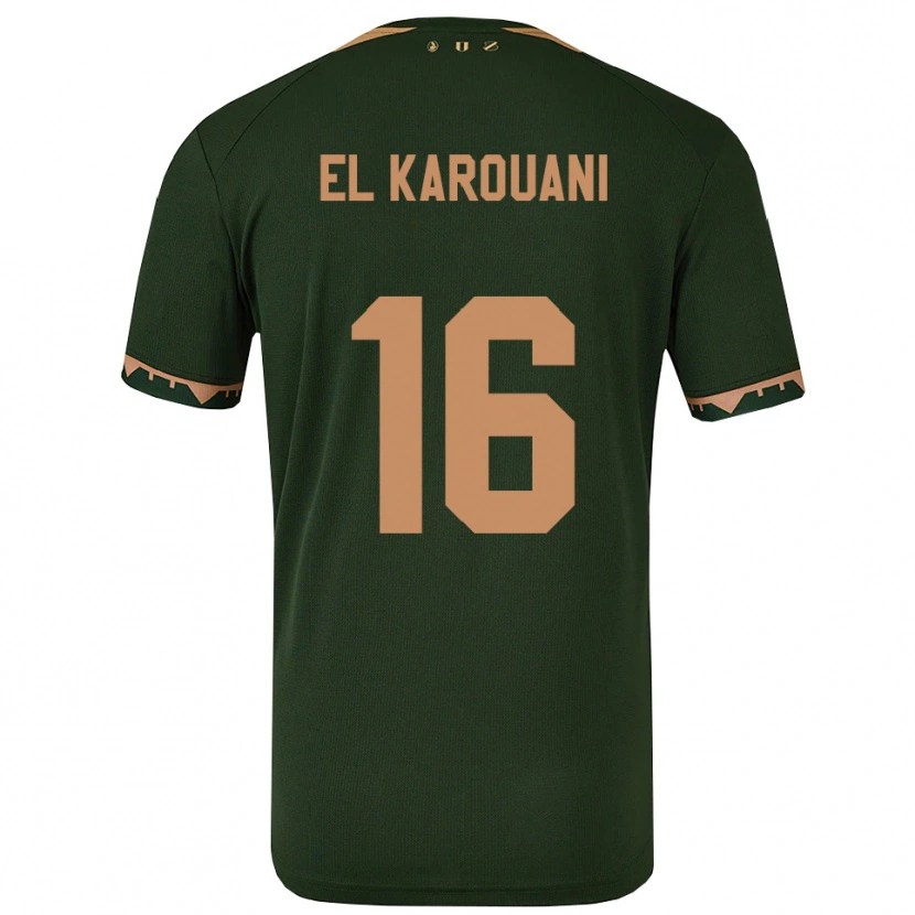 Danxen Børn Souffian El Karouani #16 Grøn Guld Udebane Spillertrøjer 2025/26 Trøje T-Shirt