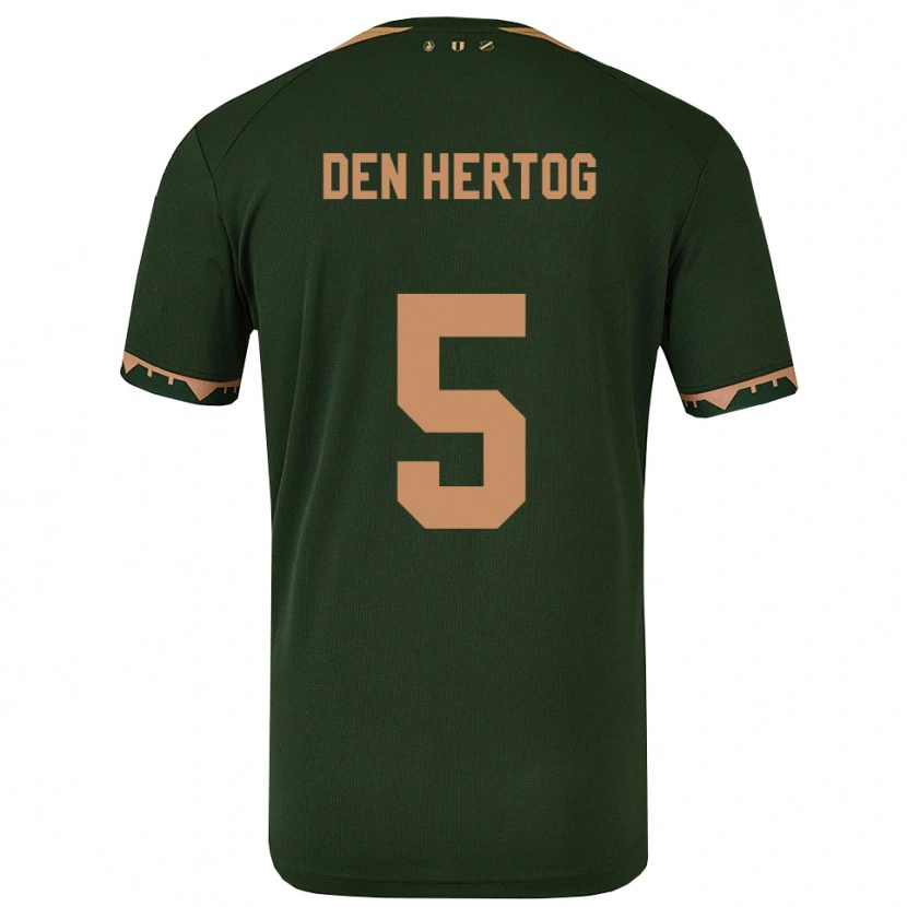 Danxen Børn Mees Den Hertog #5 Grøn Guld Udebane Spillertrøjer 2025/26 Trøje T-Shirt
