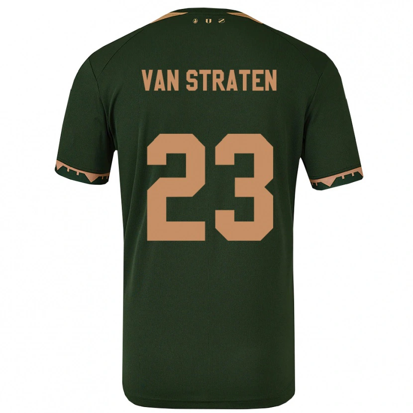 Danxen Børn Dieke Van Straten #23 Grøn Guld Udebane Spillertrøjer 2025/26 Trøje T-Shirt