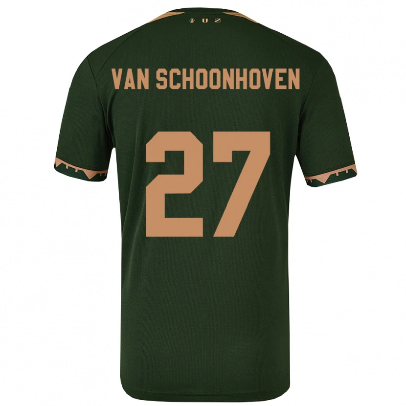 Danxen Børn Nurija Van Schoonhoven #27 Grøn Guld Udebane Spillertrøjer 2025/26 Trøje T-Shirt