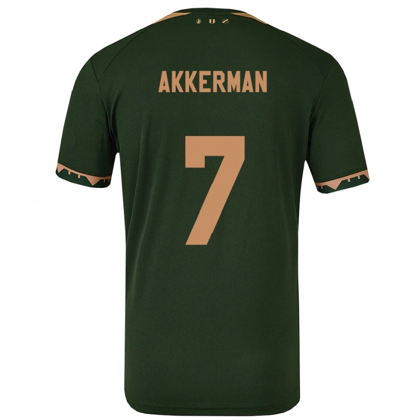 Danxen Børn Mees Akkerman #7 Grøn Guld Udebane Spillertrøjer 2025/26 Trøje T-Shirt