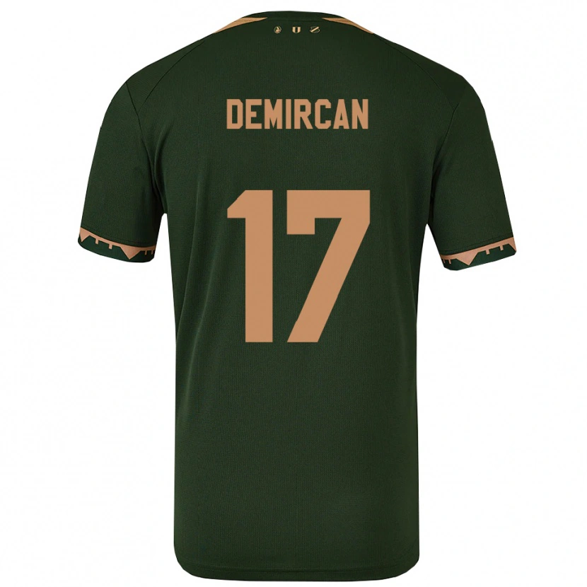Danxen Børn Emirhan Demircan #17 Grøn Guld Udebane Spillertrøjer 2025/26 Trøje T-Shirt