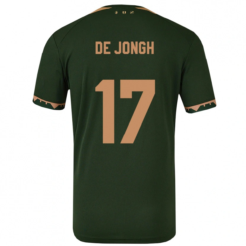 Danxen Børn Bryan De Jongh #17 Grøn Guld Udebane Spillertrøjer 2025/26 Trøje T-Shirt