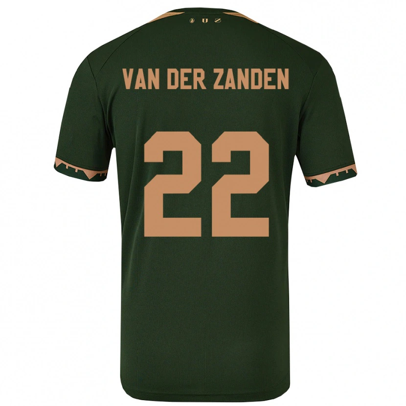 Danxen Børn Ilse Van Der Zanden #22 Grøn Guld Udebane Spillertrøjer 2025/26 Trøje T-Shirt