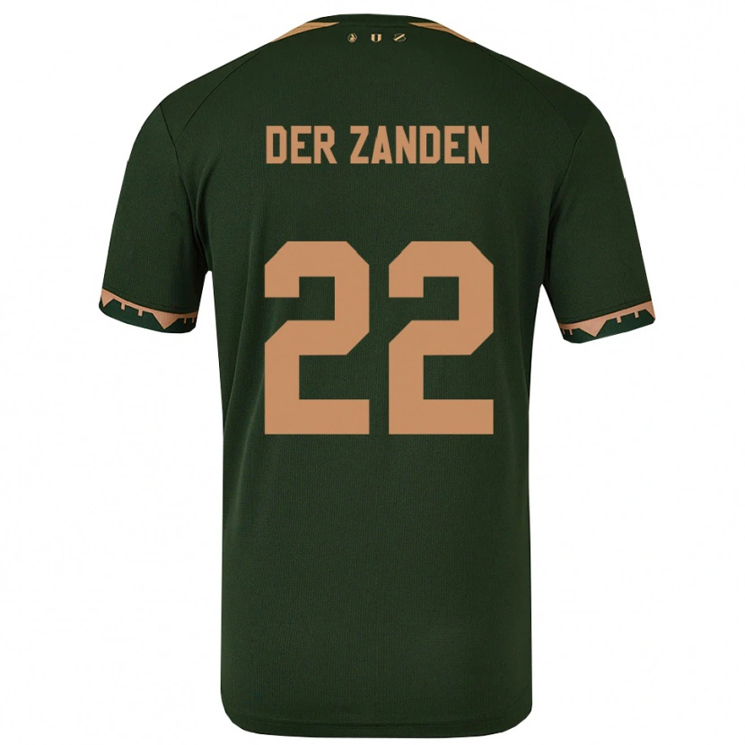 Danxen Børn Iise Van Der Zanden #22 Grøn Guld Udebane Spillertrøjer 2025/26 Trøje T-Shirt