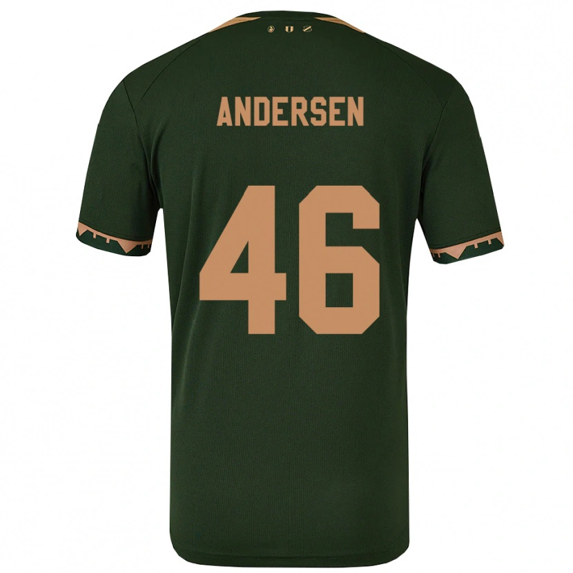 Danxen Børn Silas Andersen #46 Grøn Guld Udebane Spillertrøjer 2025/26 Trøje T-Shirt