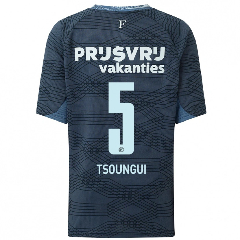 Danxen Børn Antef Tsoungui #5 Sort Grå Udebane Spillertrøjer 2025/26 Trøje T-Shirt