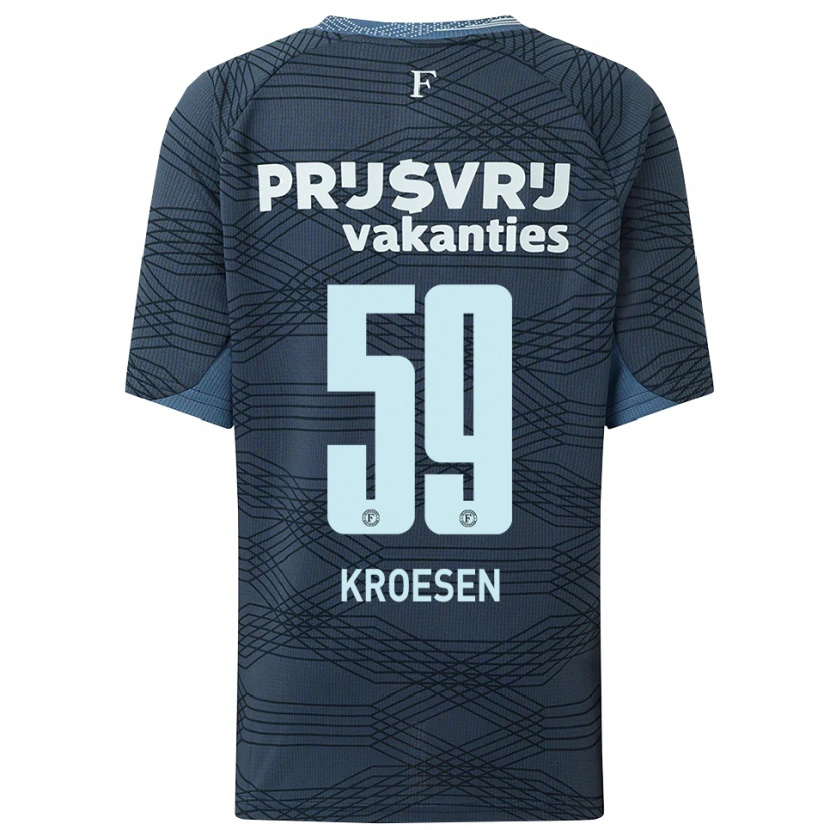 Danxen Børn Jaimy Kroesen #59 Sort Grå Udebane Spillertrøjer 2025/26 Trøje T-Shirt