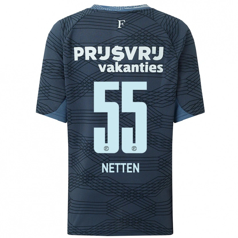 Danxen Børn Luc Netten #55 Sort Grå Udebane Spillertrøjer 2025/26 Trøje T-Shirt