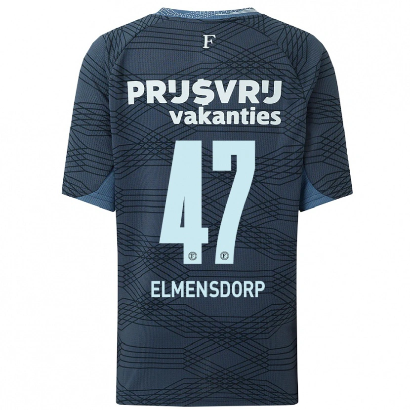 Danxen Børn Paris Elmensdorp #47 Sort Grå Udebane Spillertrøjer 2025/26 Trøje T-Shirt