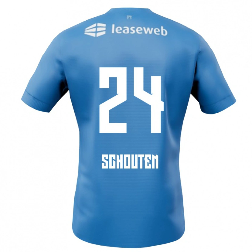 Danxen Børn Lewis Schouten #24 Blå Hvid Udebane Spillertrøjer 2025/26 Trøje T-Shirt