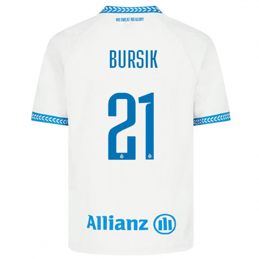 Danxen Børn Josef Bursik #21 Blå Hvid Udebane Spillertrøjer 2025/26 Trøje T-Shirt