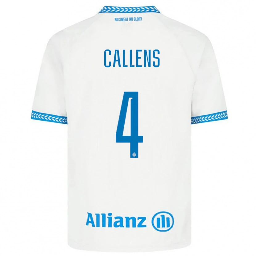 Danxen Børn Emiel Callens #4 Blå Hvid Udebane Spillertrøjer 2025/26 Trøje T-Shirt