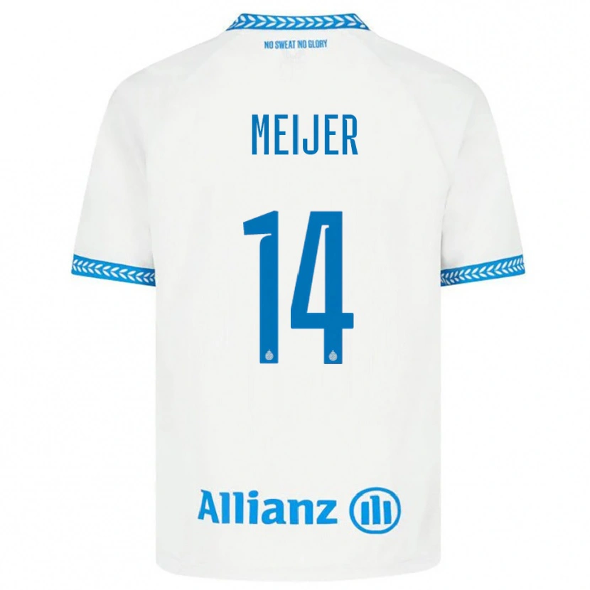 Danxen Børn Bjorn Meijer #14 Blå Hvid Udebane Spillertrøjer 2025/26 Trøje T-Shirt