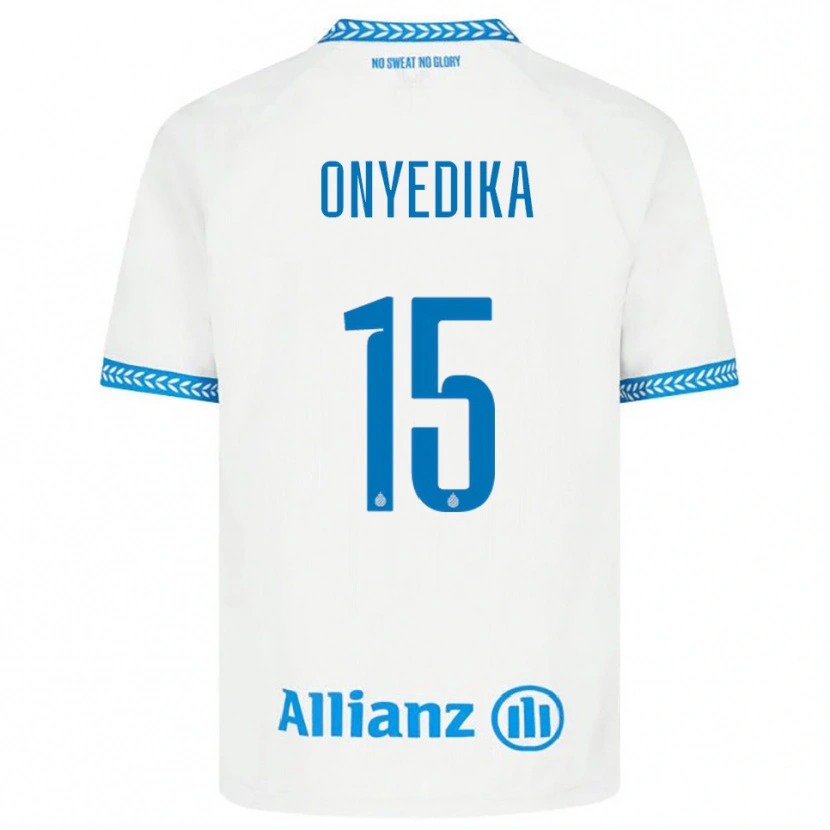 Danxen Børn Raphael Onyedika #15 Blå Hvid Udebane Spillertrøjer 2025/26 Trøje T-Shirt
