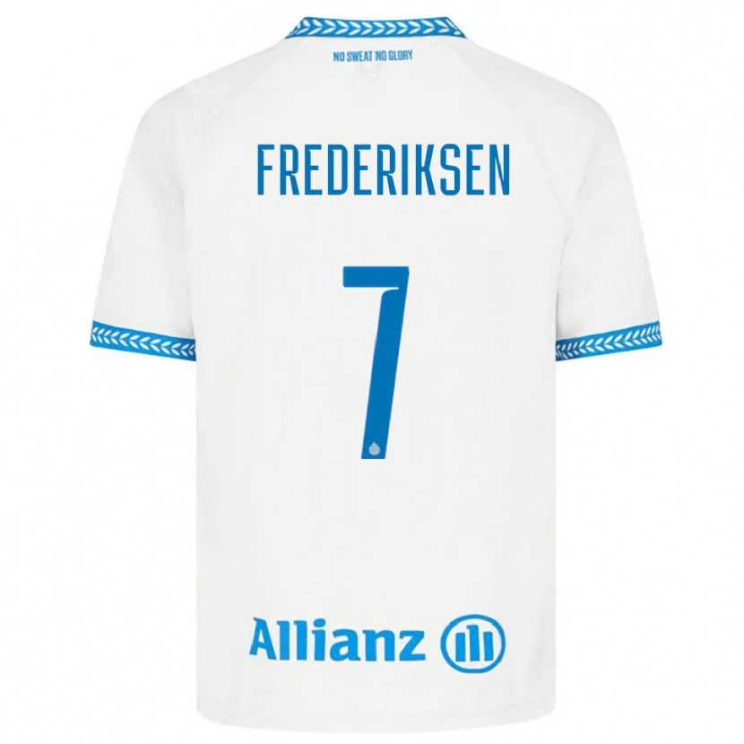 Danxen Børn Rebekka Frederiksen #7 Blå Hvid Udebane Spillertrøjer 2025/26 Trøje T-Shirt