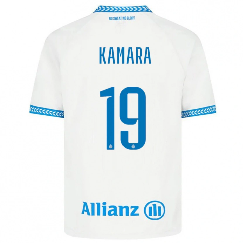 Danxen Børn Al-Hassan Kamara #19 Blå Hvid Udebane Spillertrøjer 2025/26 Trøje T-Shirt