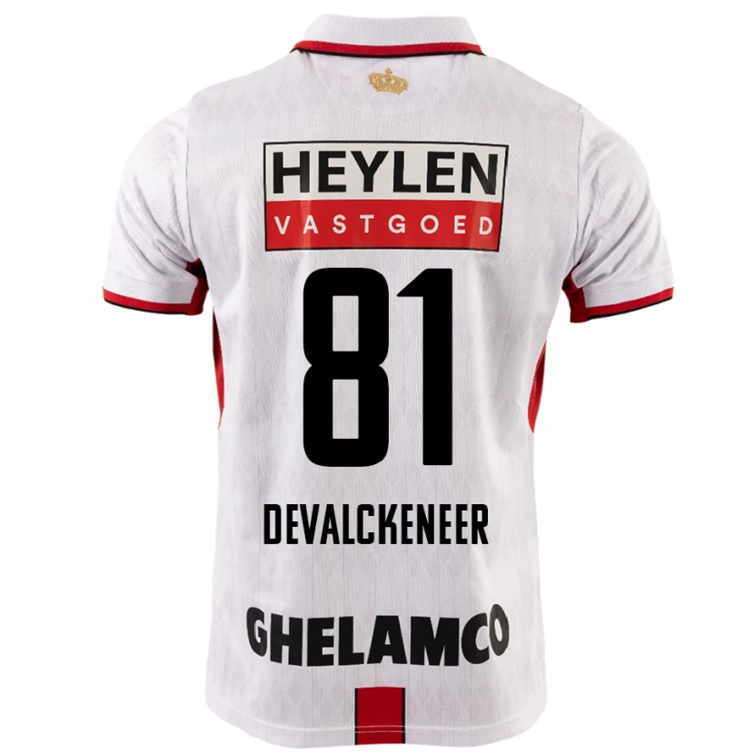 Danxen Børn Niels Devalckeneer #81 Hvid Rød Udebane Spillertrøjer 2025/26 Trøje T-Shirt