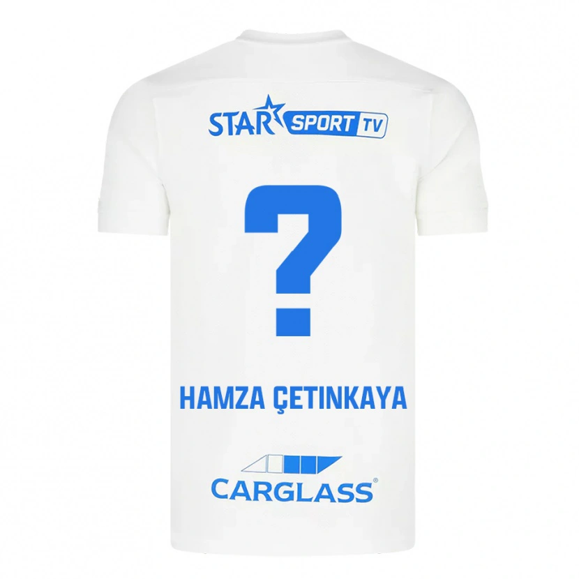 Danxen Børn Ayaz Hamza Çetinkaya #0 Hvid Blå Udebane Spillertrøjer 2025/26 Trøje T-Shirt