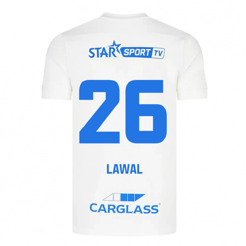 Danxen Børn Tobias Lawal #26 Hvid Blå Udebane Spillertrøjer 2025/26 Trøje T-Shirt