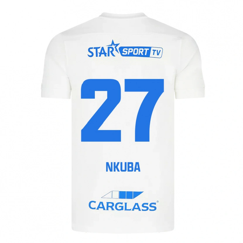 Danxen Børn Ken Nkuba #27 Hvid Blå Udebane Spillertrøjer 2025/26 Trøje T-Shirt