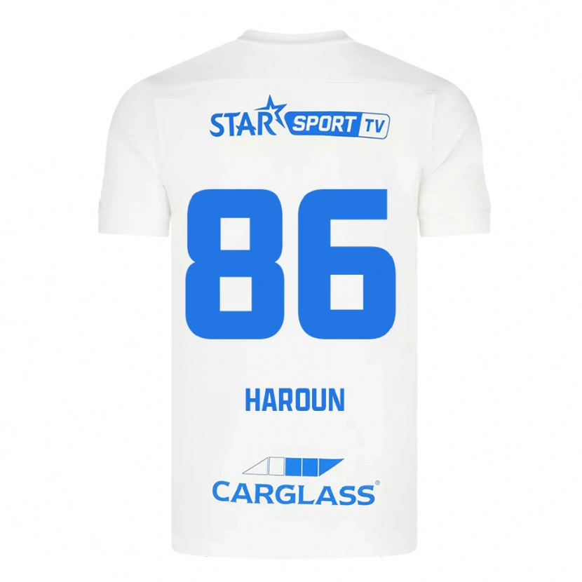 Danxen Børn Kenan Haroun #86 Hvid Blå Udebane Spillertrøjer 2025/26 Trøje T-Shirt