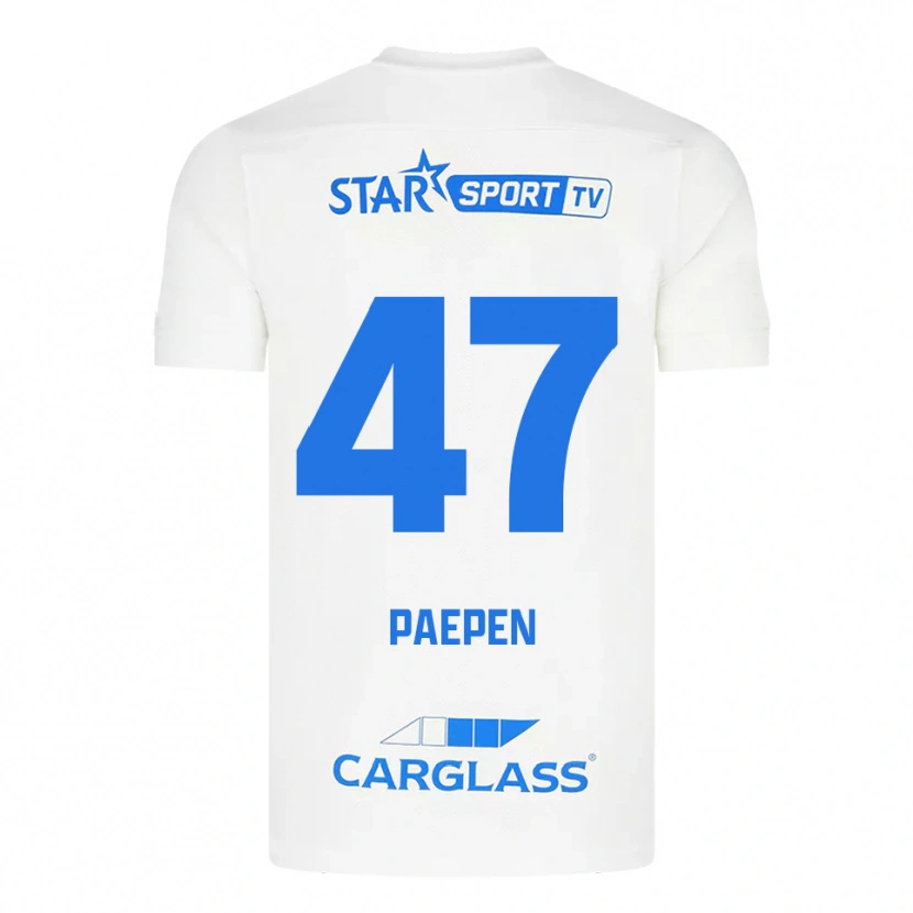 Danxen Børn Sam Paepen #47 Hvid Blå Udebane Spillertrøjer 2025/26 Trøje T-Shirt