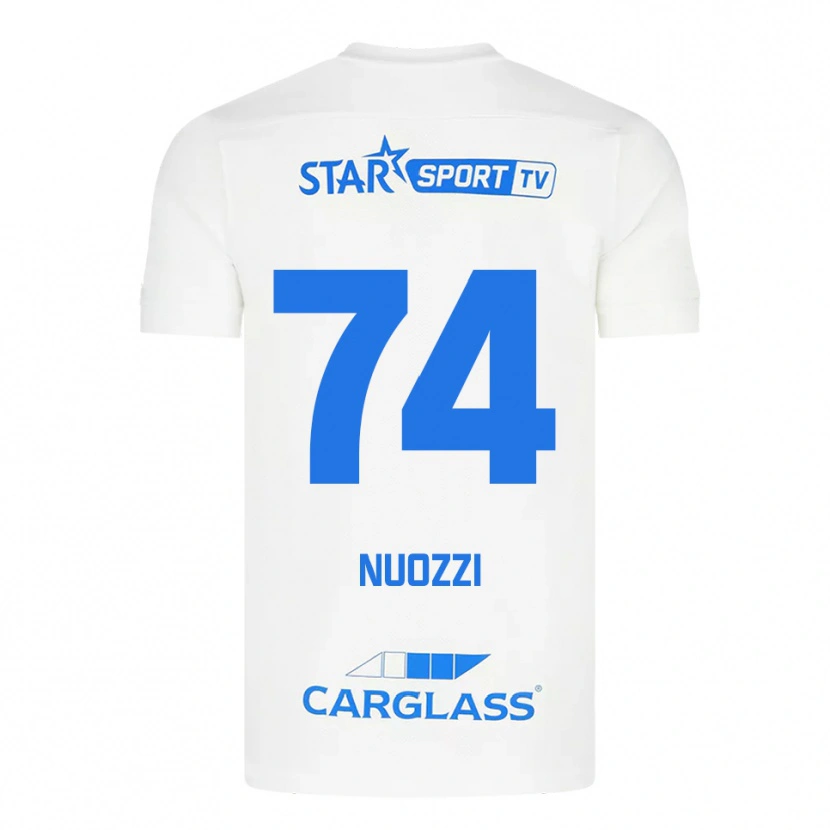 Danxen Børn Cédric Nuozzi #74 Hvid Blå Udebane Spillertrøjer 2025/26 Trøje T-Shirt