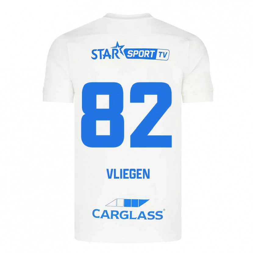 Danxen Børn Olivier Vliegen #82 Hvid Blå Udebane Spillertrøjer 2025/26 Trøje T-Shirt