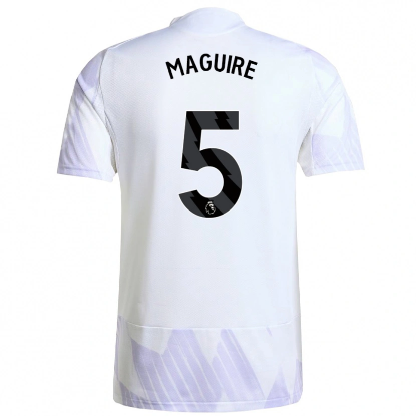 Danxen Børn Harry Maguire #5 Hvid Lilla Lilla Udebane Spillertrøjer 2025/26 Trøje T-Shirt