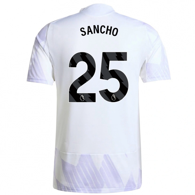 Danxen Børn Jadon Sancho #25 Hvid Lilla Lilla Udebane Spillertrøjer 2025/26 Trøje T-Shirt