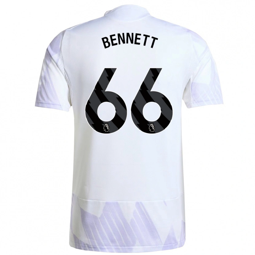 Danxen Børn Rhys Bennett #66 Hvid Lilla Lilla Udebane Spillertrøjer 2025/26 Trøje T-Shirt