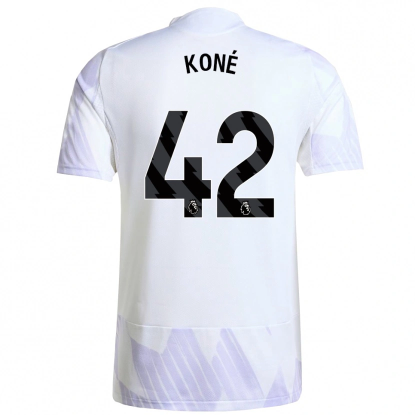 Danxen Børn Sékou Koné #42 Hvid Lilla Lilla Udebane Spillertrøjer 2025/26 Trøje T-Shirt