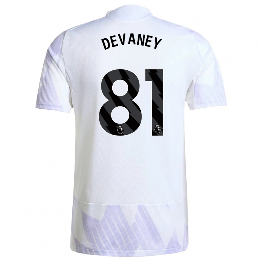 Danxen Børn Jacob Devaney #81 Hvid Lilla Lilla Udebane Spillertrøjer 2025/26 Trøje T-Shirt