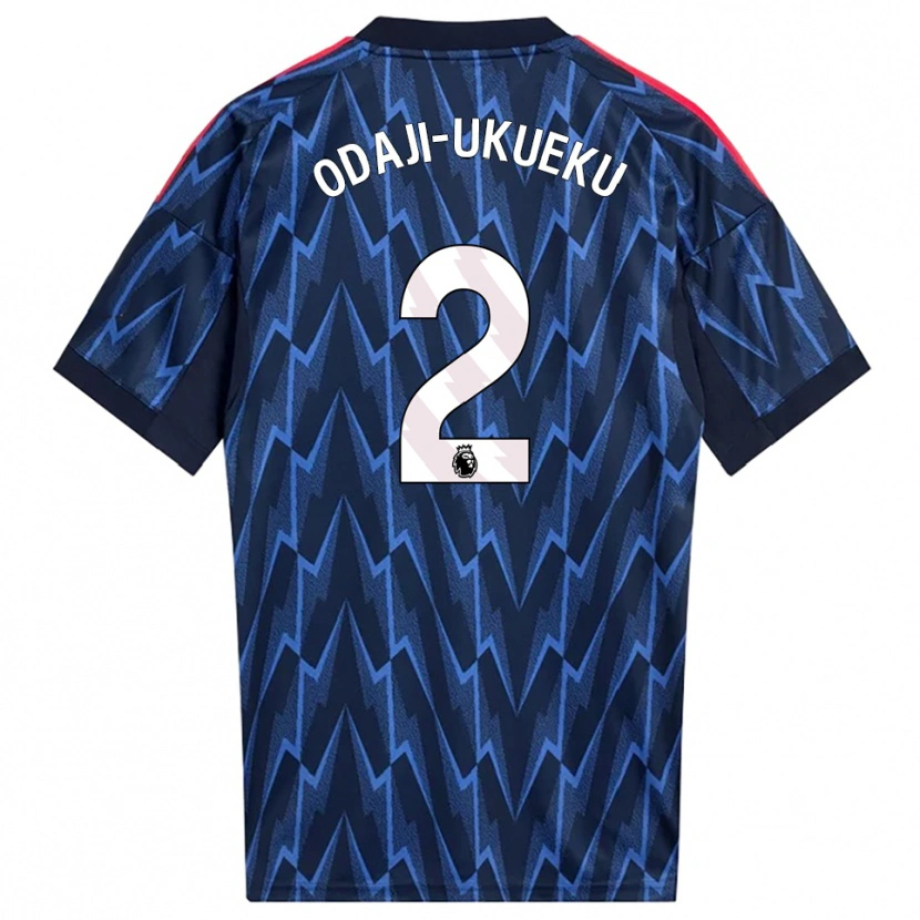 Danxen Børn Theo Odaji-Ukueku #2 Navy Rød Udebane Spillertrøjer 2025/26 Trøje T-Shirt