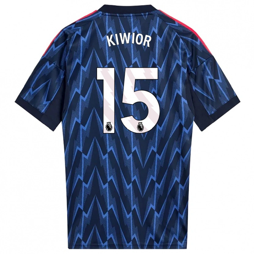 Danxen Børn Jakub Kiwior #15 Navy Rød Udebane Spillertrøjer 2025/26 Trøje T-Shirt