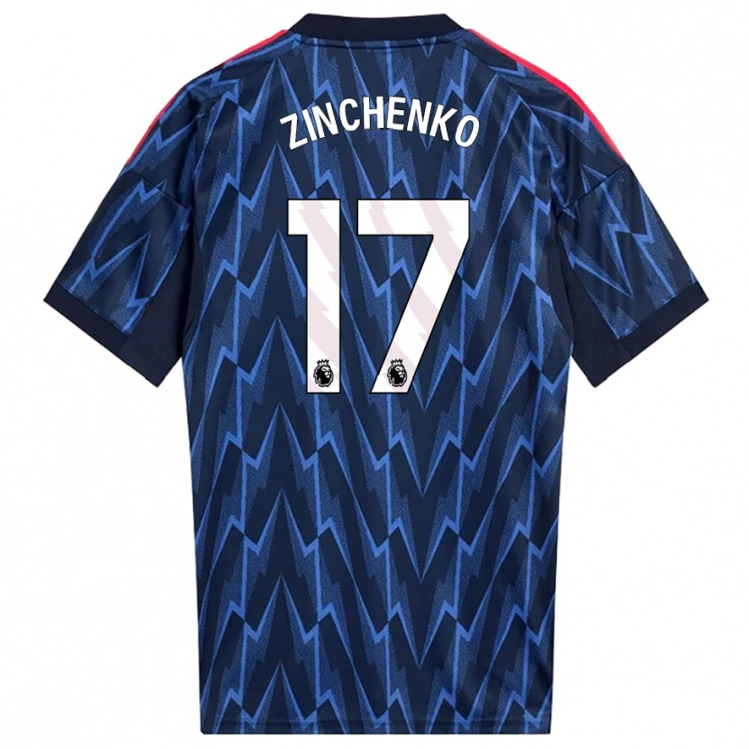 Danxen Børn Oleksandr Zinchenko #17 Navy Rød Udebane Spillertrøjer 2025/26 Trøje T-Shirt