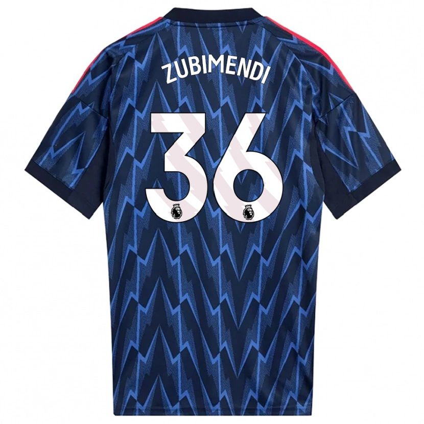 Danxen Børn Martín Zubimendi #36 Navy Rød Udebane Spillertrøjer 2025/26 Trøje T-Shirt