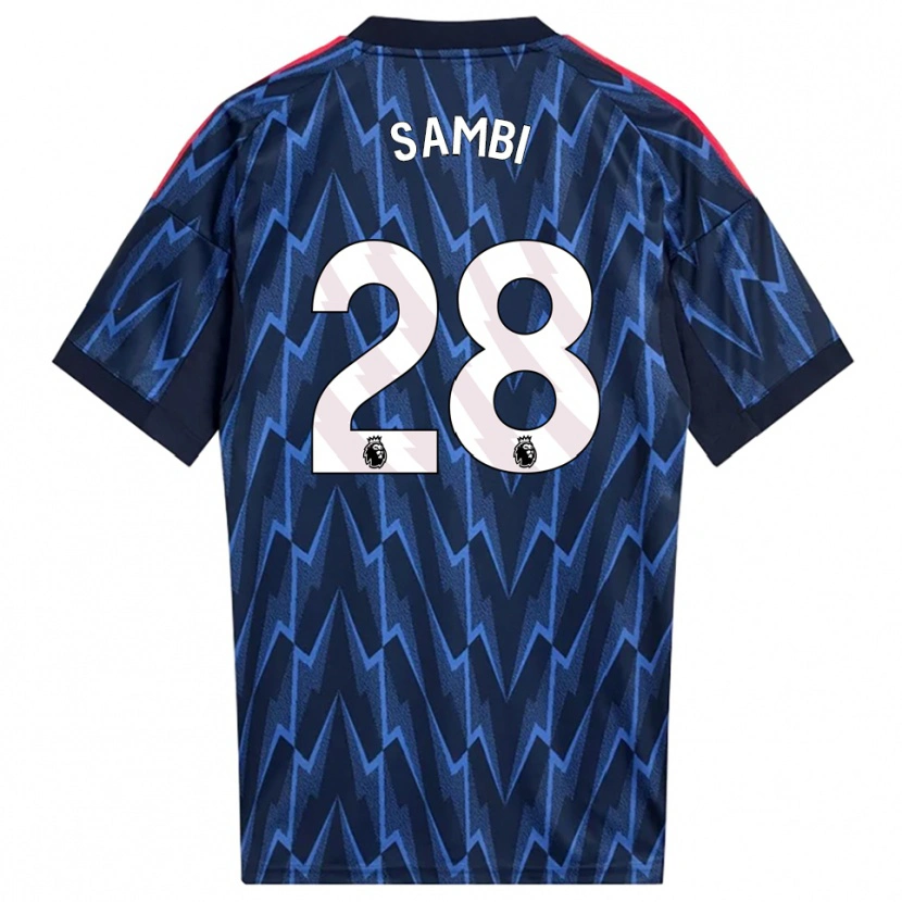Danxen Børn Albert Sambi Lokonga #28 Navy Rød Udebane Spillertrøjer 2025/26 Trøje T-Shirt