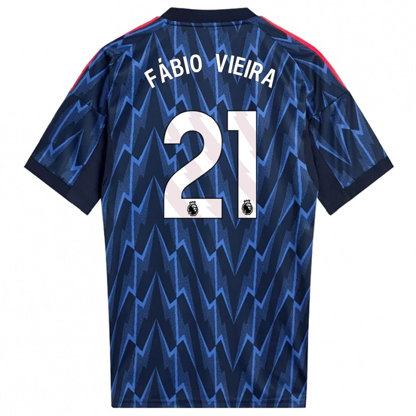 Danxen Børn Fábio Vieira #21 Navy Rød Udebane Spillertrøjer 2025/26 Trøje T-Shirt