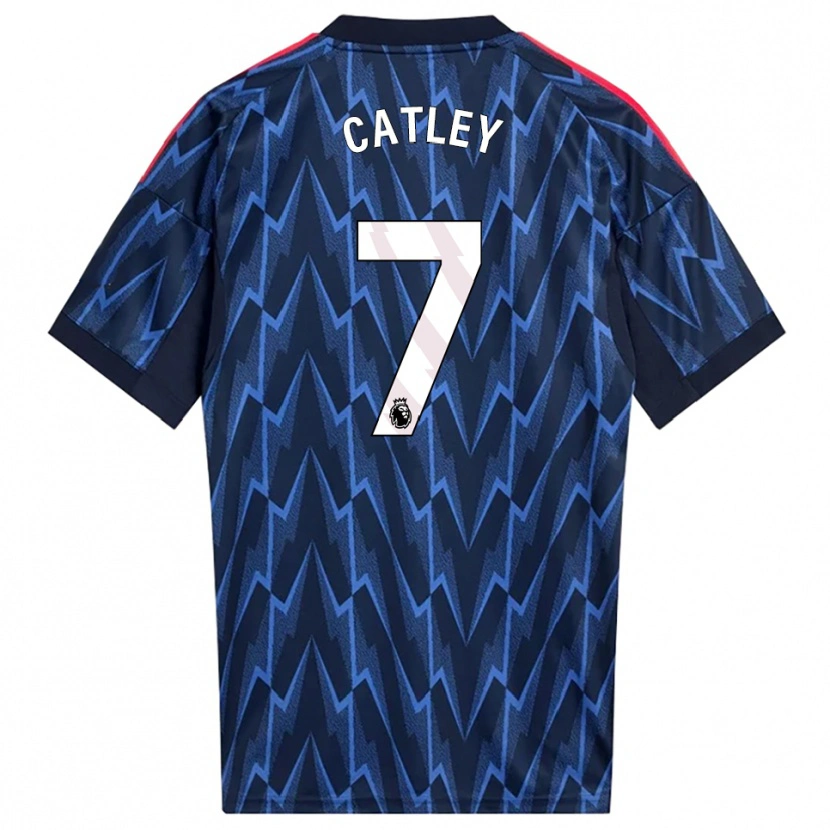 Danxen Børn Steph Catley #7 Navy Rød Udebane Spillertrøjer 2025/26 Trøje T-Shirt