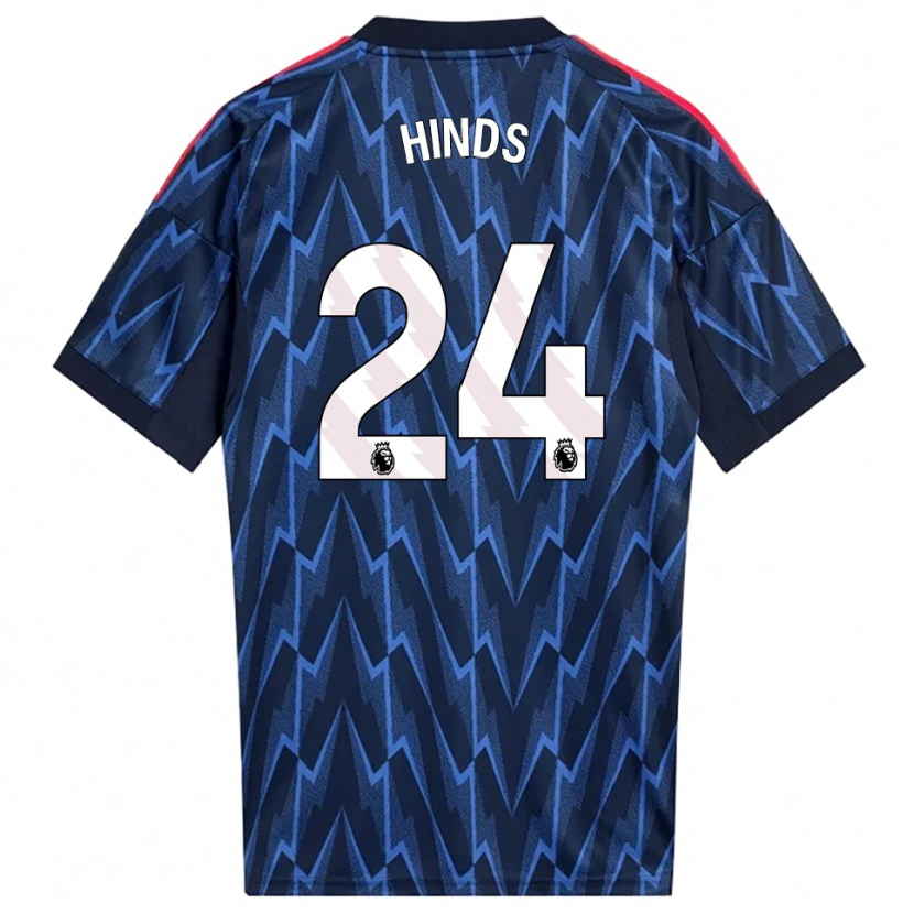 Danxen Børn Taylor Hinds #24 Navy Rød Udebane Spillertrøjer 2025/26 Trøje T-Shirt