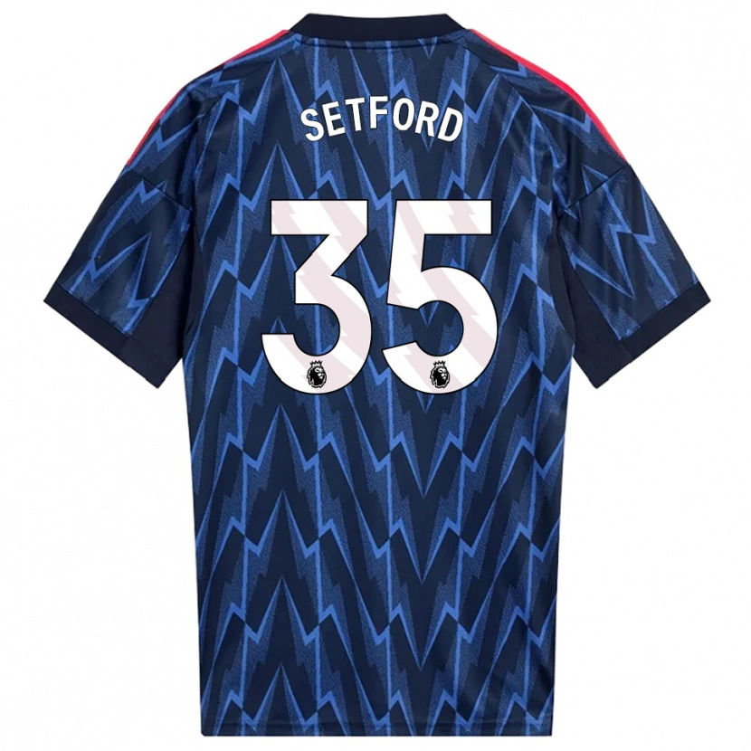 Danxen Børn Tommy Setford #35 Navy Rød Udebane Spillertrøjer 2025/26 Trøje T-Shirt