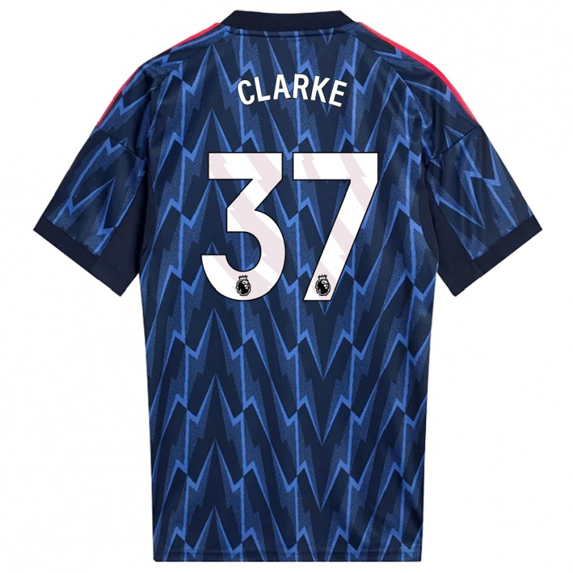 Danxen Børn Brayden Clarke #37 Navy Rød Udebane Spillertrøjer 2025/26 Trøje T-Shirt